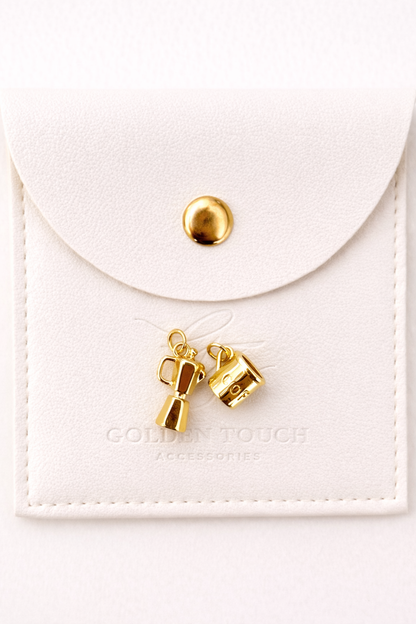 Cafesito charms. Coffee pot and cofee mug gold charms 