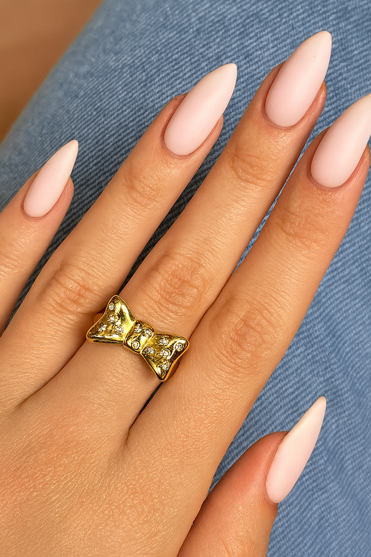 Golden Bow Sparkle Ring