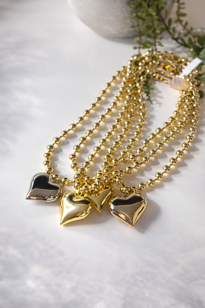 Gold Heart Beaded Necklace