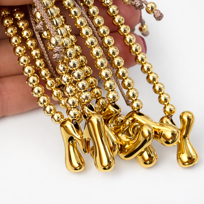 Gold Initial Beaded Bracelet