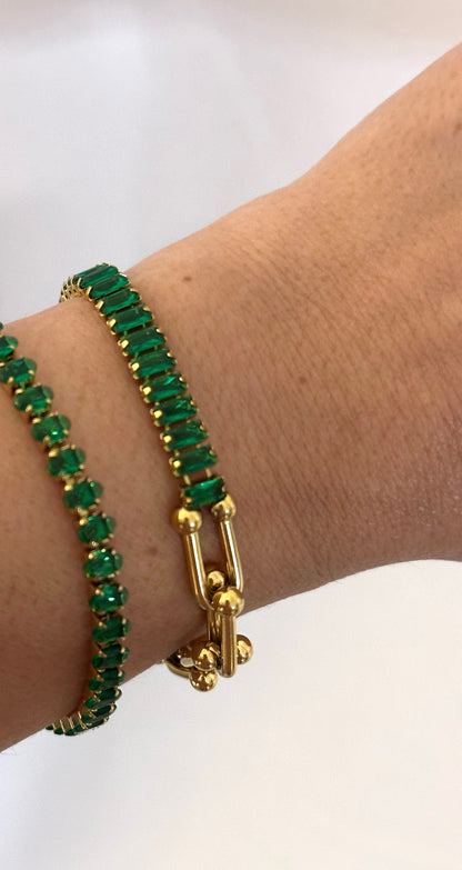 Emmy Two-Tone Link Bracelet – 18K Gold Plated Stainless Steel | Waterproof & Hypoallergenic