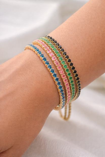 Gold Tennis Bracelet Zircon Color - Adjustable