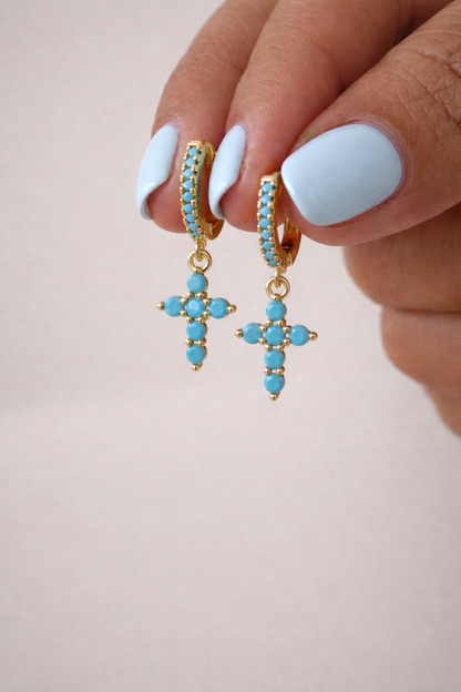 Dainty Crystal Cross Huggies