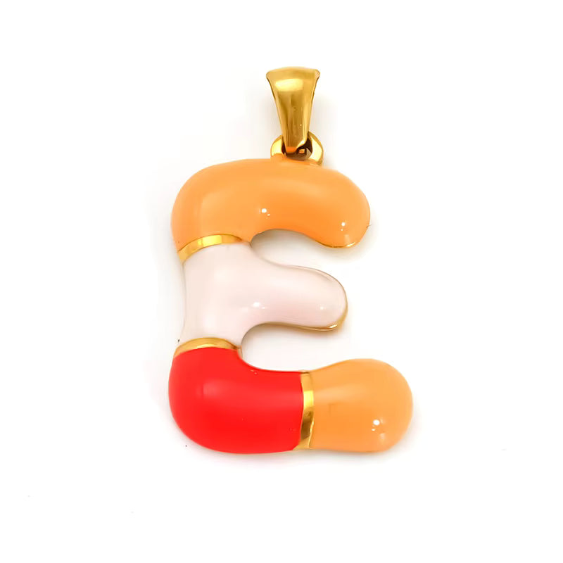 Custom Enamel Initial Necklace  – Miami Inspired Colors Stainless Steel