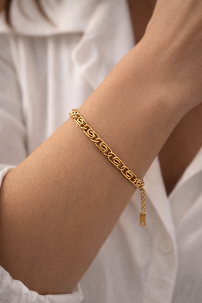 Dubai Swirl Gold Chain Bracelet