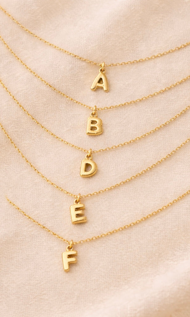 Mini Gold Bubble Initial Necklace
