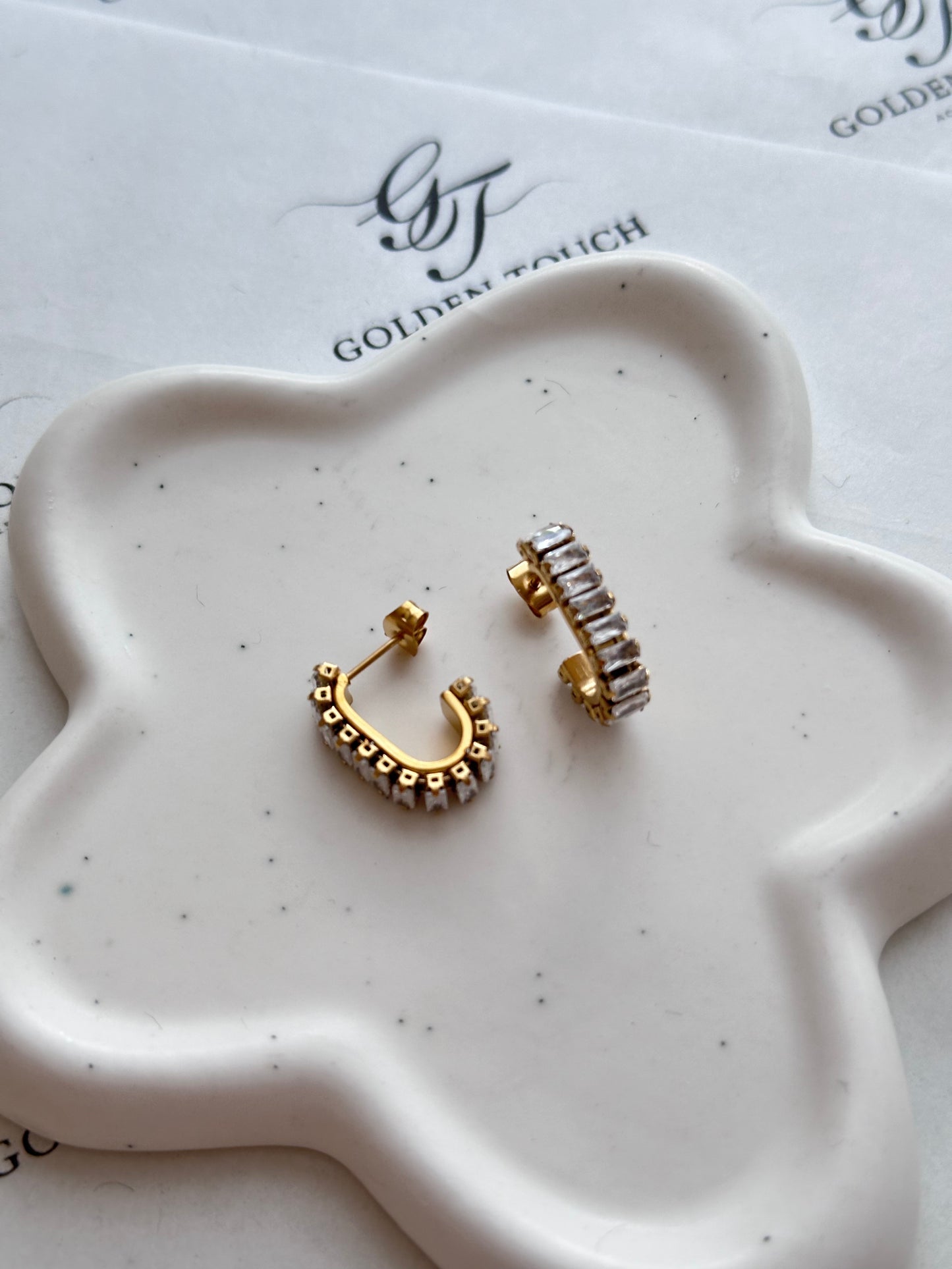 Gold Emerald Huggie Earrings – Baguette CZ