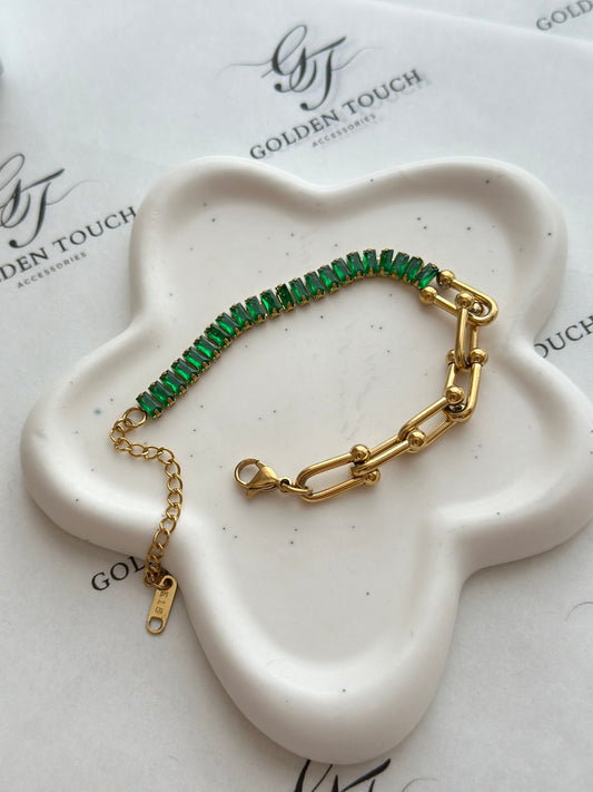 Emmy Two-Tone Link Bracelet – 18K Gold Plated Stainless Steel | Waterproof & Hypoallergenic
