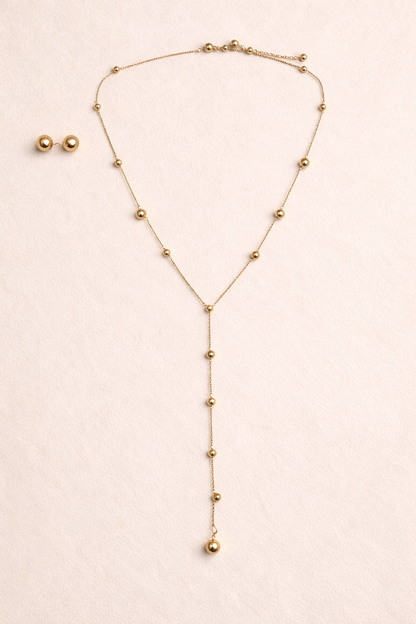 Golden Drop Lariat Necklace