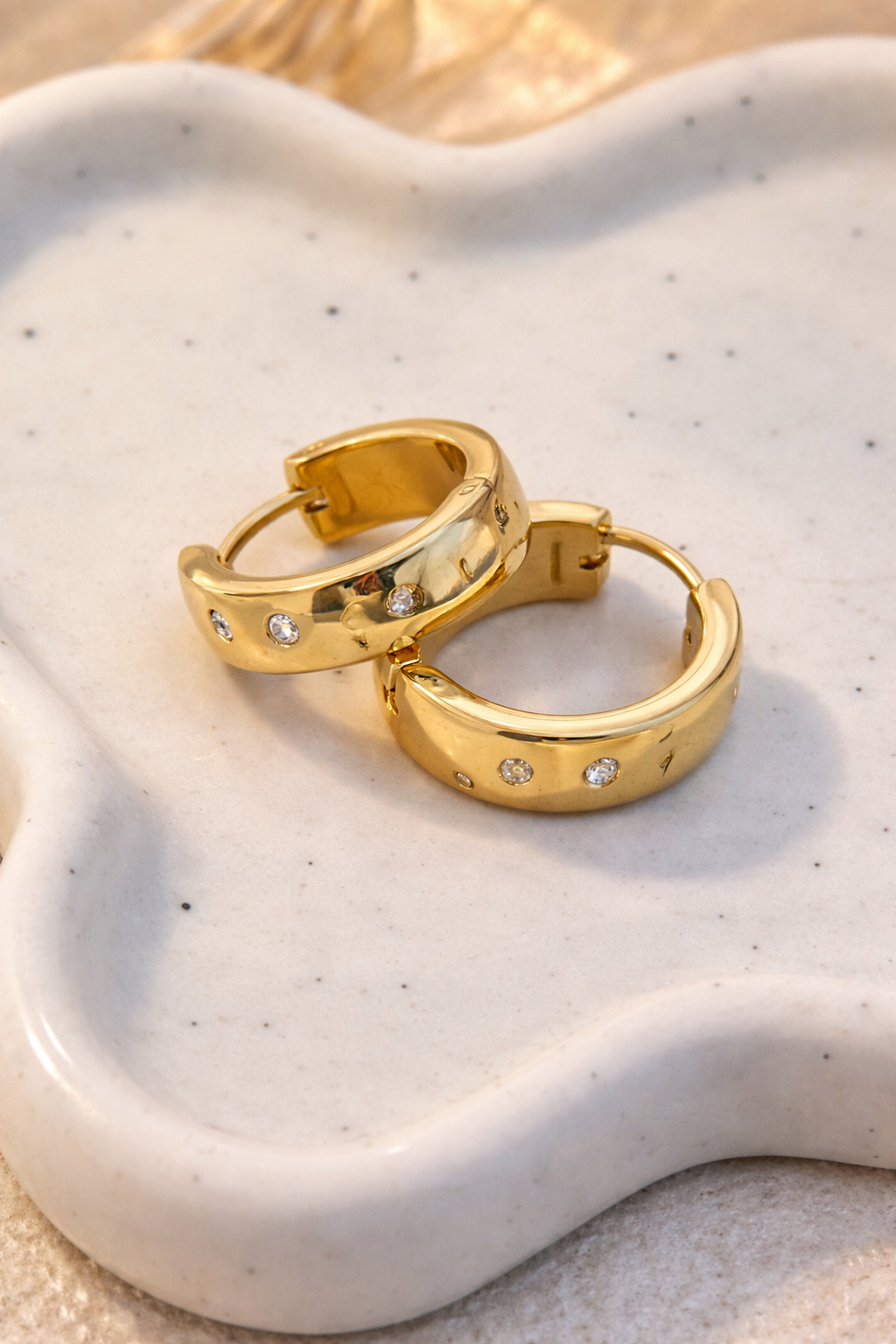 Gold Studded Huggie Earrings