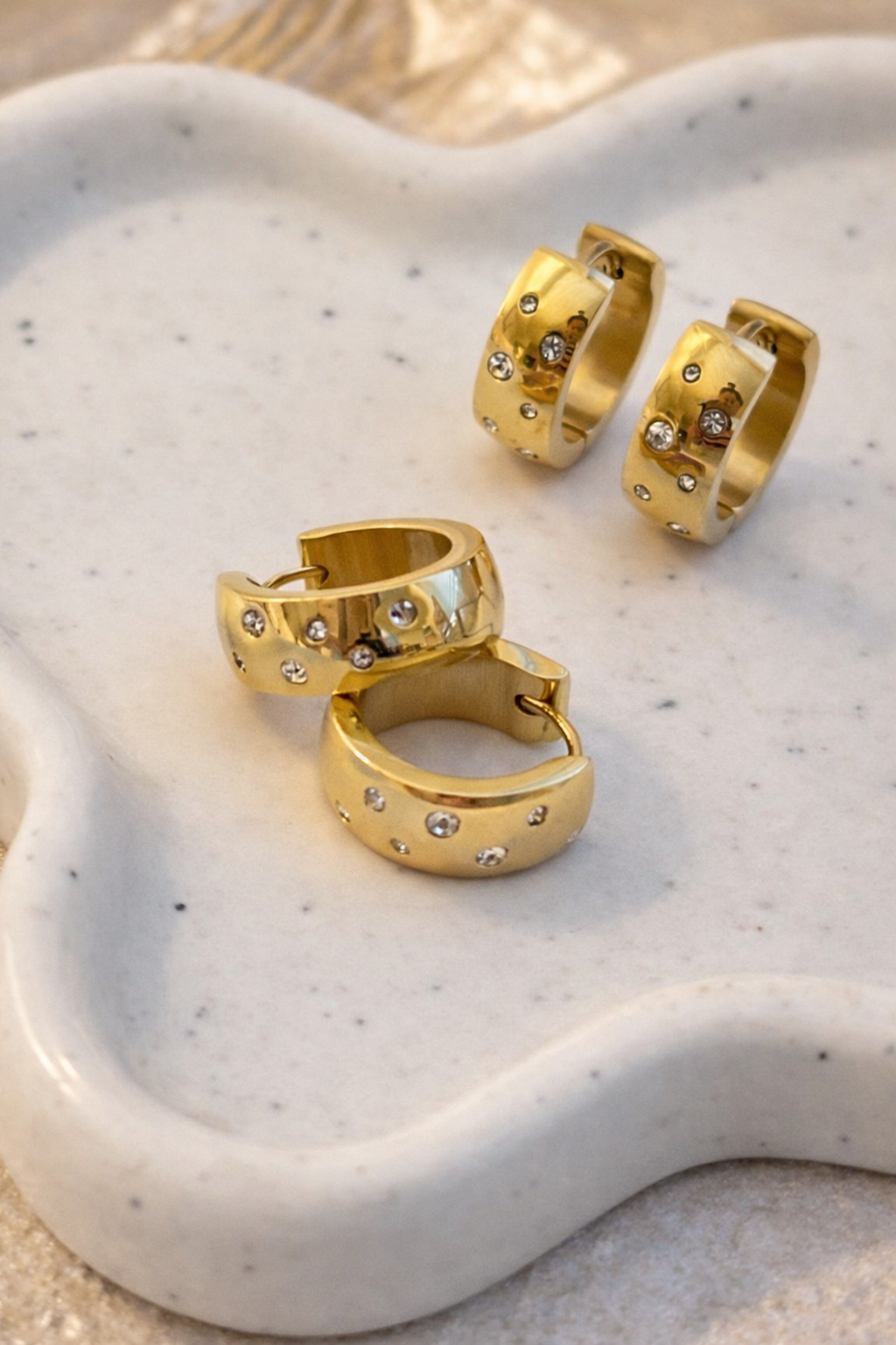 Gold Studded Huggie Earrings