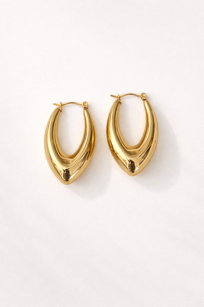 Sculpted Gold Teardrop Hoops