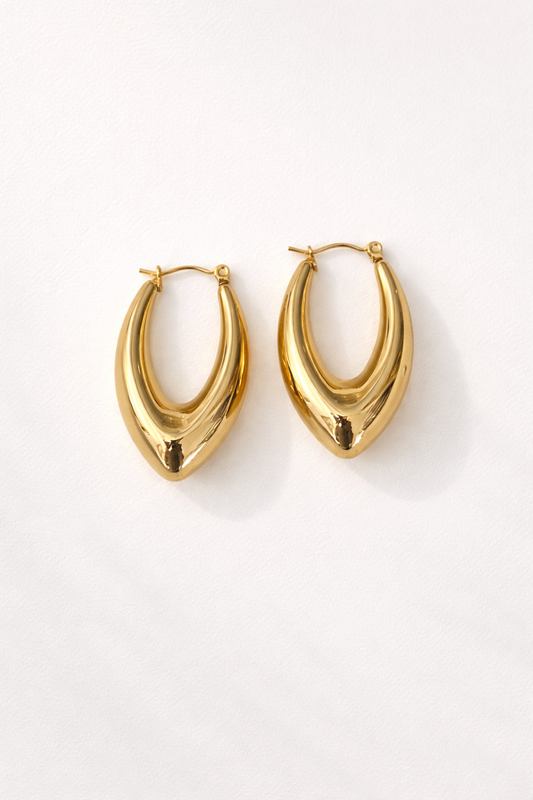 Sculpted Gold Teardrop Hoops