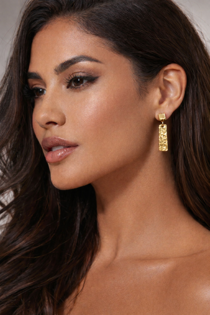 Golden Hour Textured Rectangle Earrings