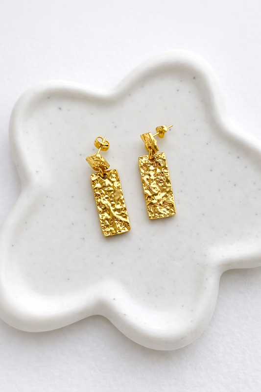 Golden Hour Textured Rectangle Earrings