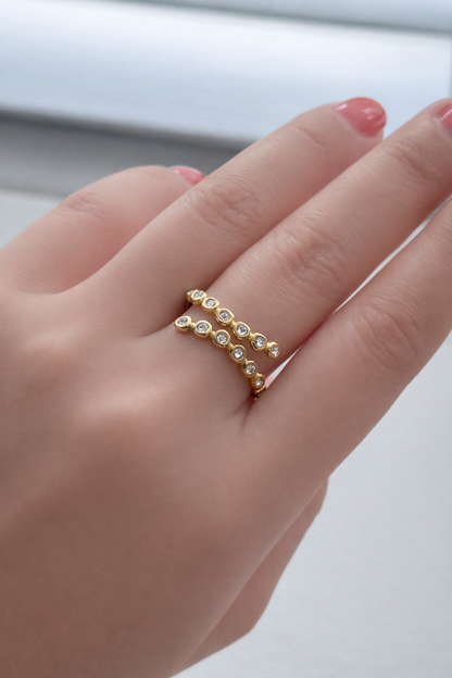 White Bezel Stacking Ring – Gold Tone