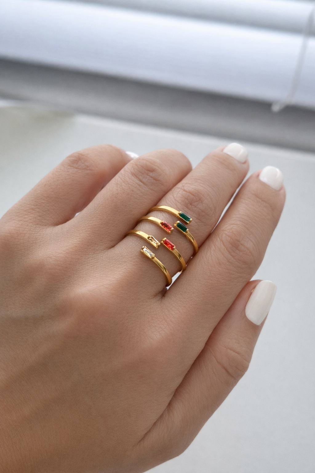 Dainty Open Band Baguette Ring