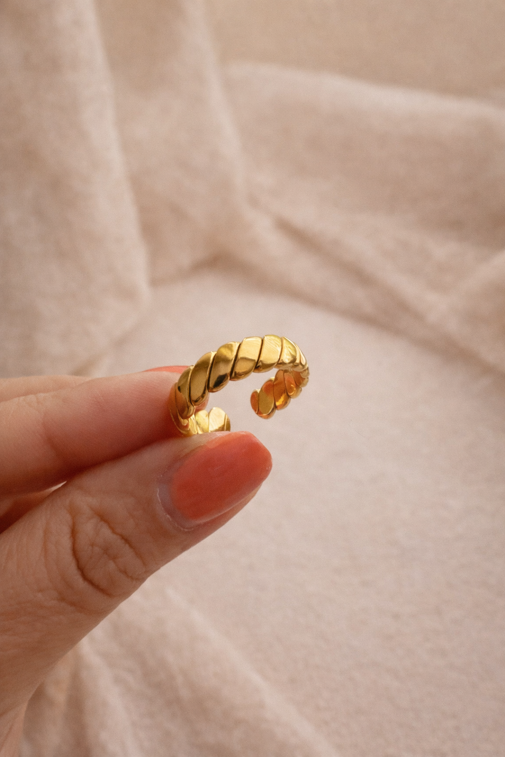 Twisted Rope Gold Adjustable Ring