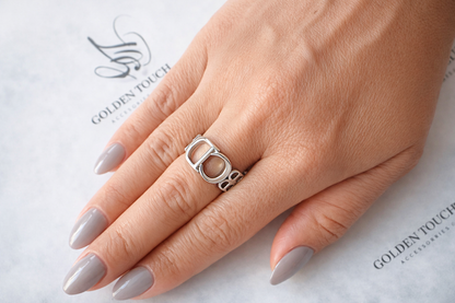 Contemporary Link Ring – Bold Band