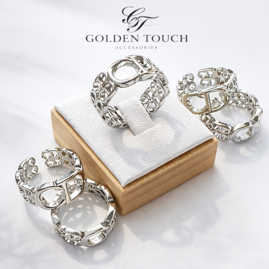 Contemporary Link Ring – Bold Band