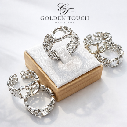 Contemporary Link Ring – Bold Band