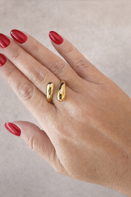 Modern Teardrop Open Ring Adjustable