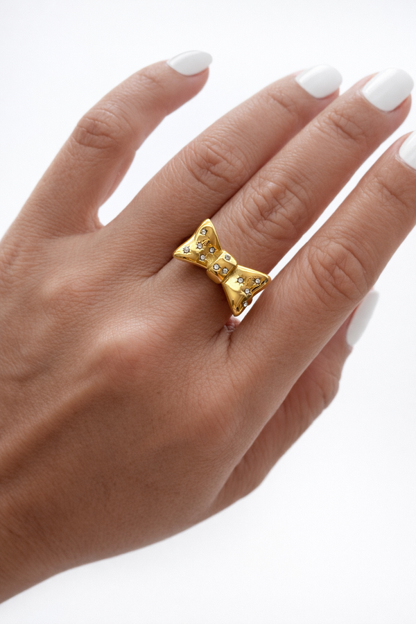 Dainty Bow CZ Ring – Minimal Everyday Sparkle