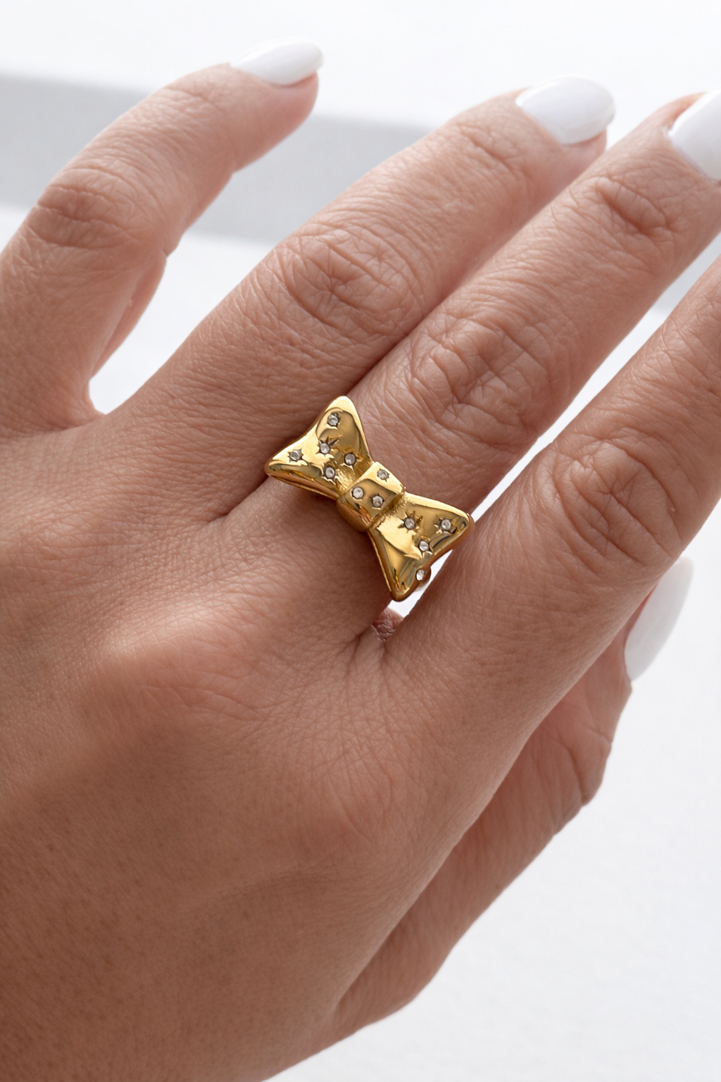 Dainty Bow CZ Ring – Minimal Everyday Sparkle