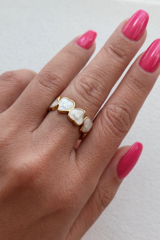 Golden Hearts Mother of Pearl Ring (Adjustable)