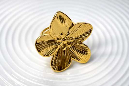 Golden Bloom Floral Statement Ring