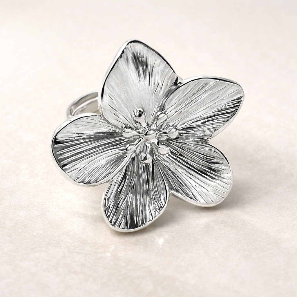 Golden Bloom Floral Statement Ring