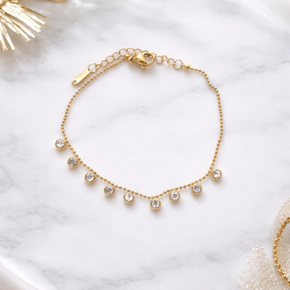 Shakira Gold Charm CZ Adjustable Bracelet