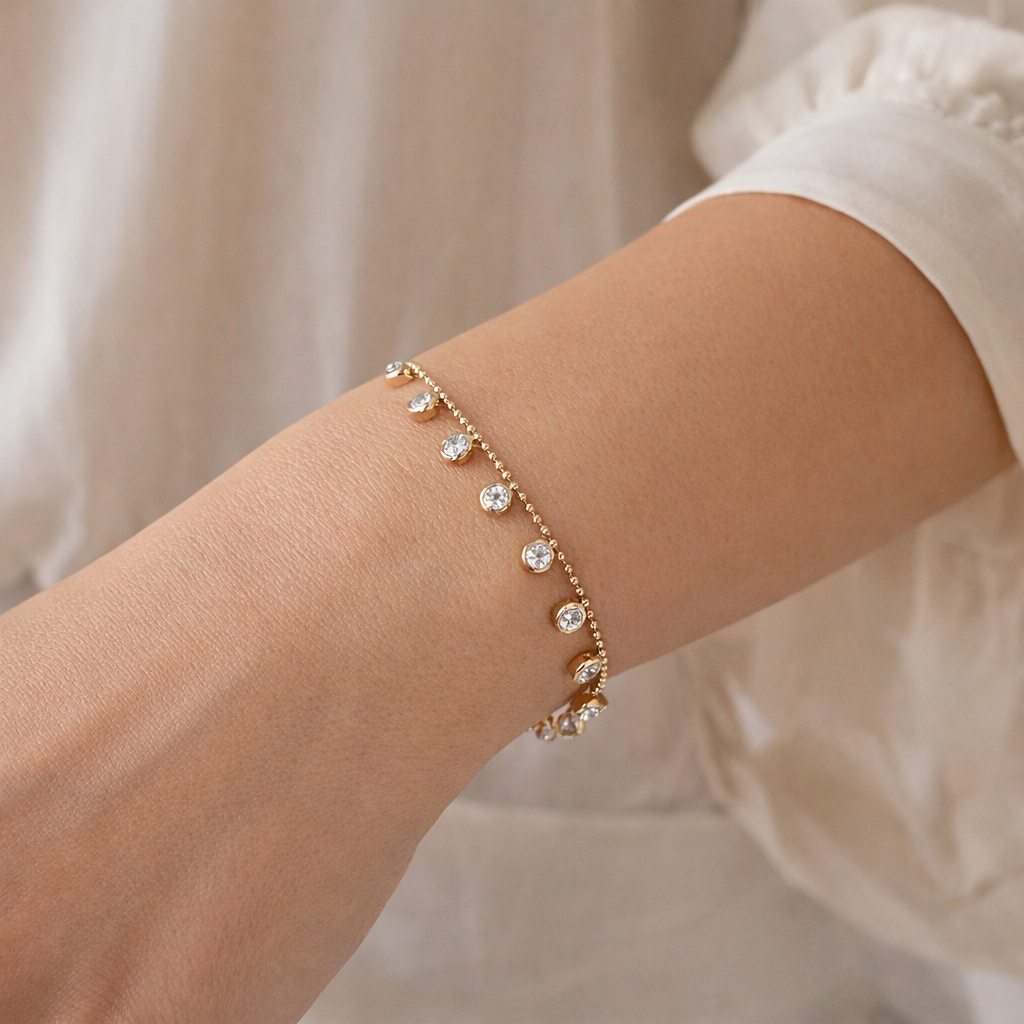 Shakira Gold Charm CZ Adjustable Bracelet