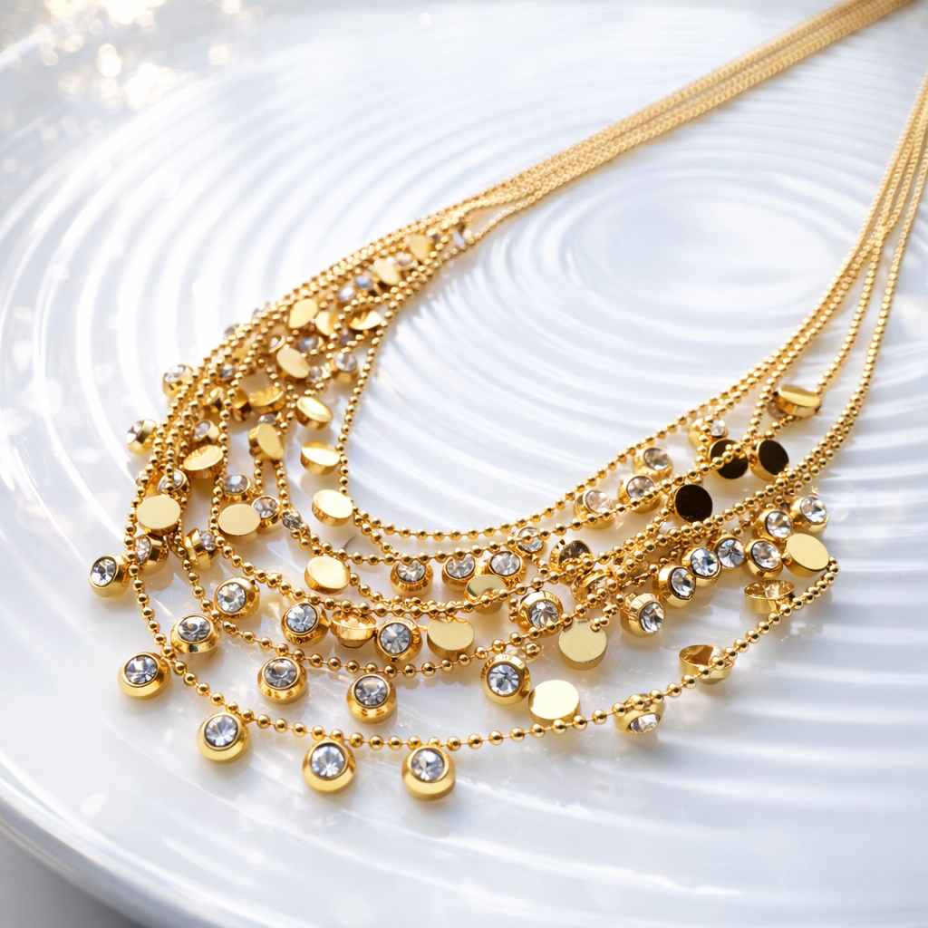 Shakira Gold Drop Chain Charms Necklace