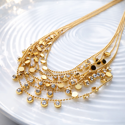 Shakira Gold Drop Chain Charms Necklace