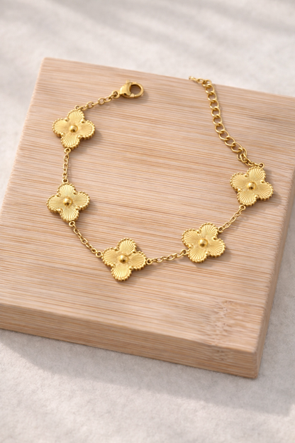 Golden Clover Chain Bracelet | Titanium Steel  Link Bracelet