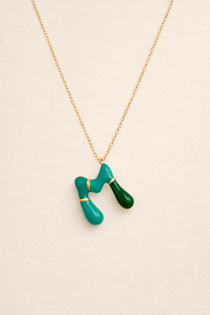 Custom Enamel Initial Necklace  – Miami Inspired Colors Stainless Steel