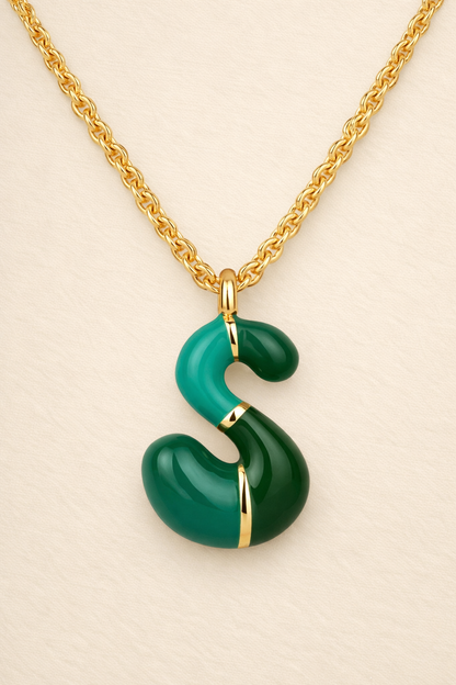 Custom Enamel Initial Necklace  – Miami Inspired Colors Stainless Steel