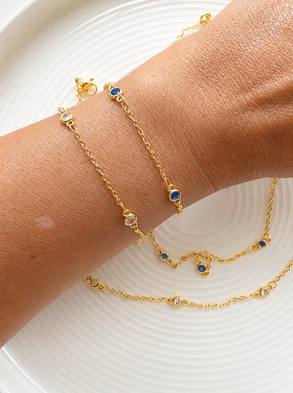 Cecilia Gold Zircon Station Bracelet – 18K Gold Plated Dainty Bracelet