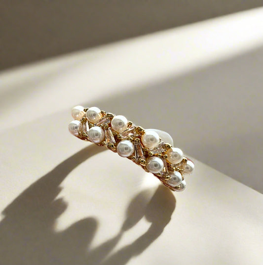 Zircon & Pearls Band Ring