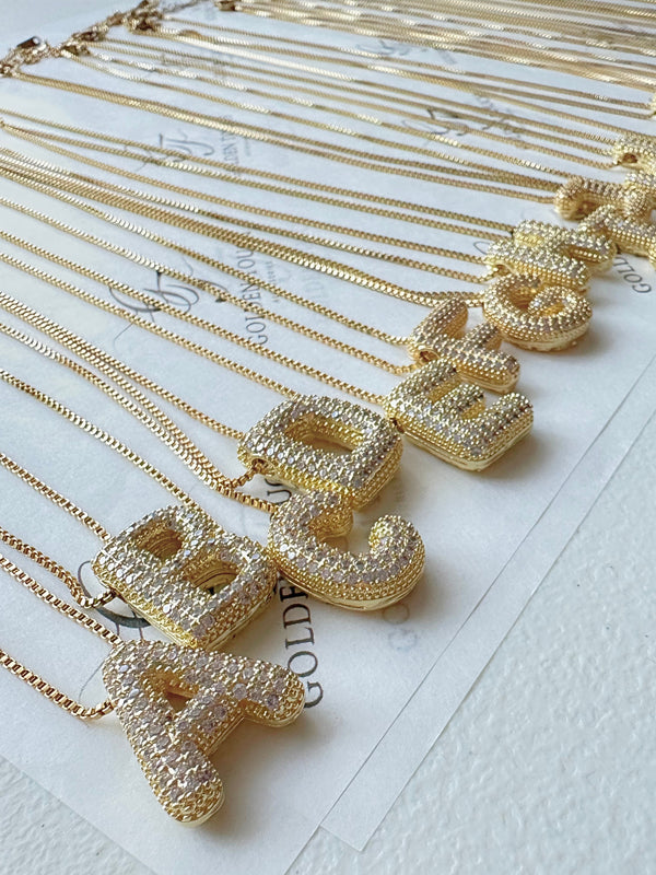 Sparkling Bubble initial Necklace