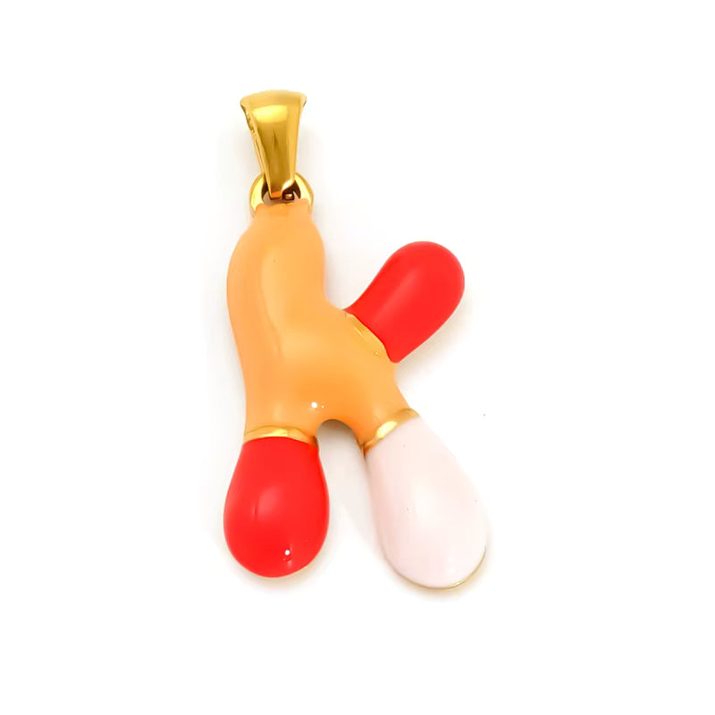 Custom Enamel Initial Necklace  – Miami Inspired Colors Stainless Steel
