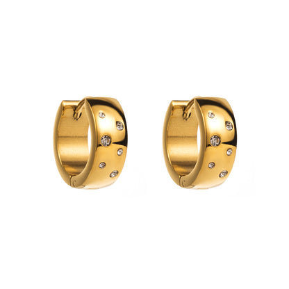 Gold Studded Huggie Earrings