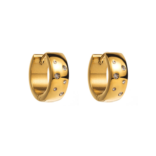 Gold Studded Huggie Earrings