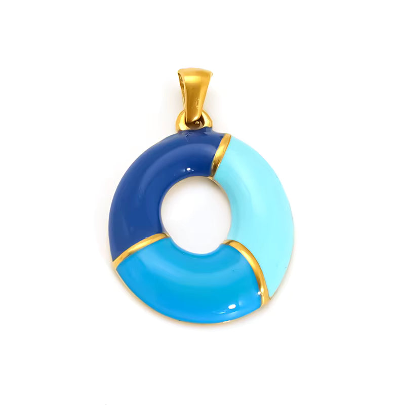 Custom Enamel Initial Necklace  – Miami Inspired Colors Stainless Steel