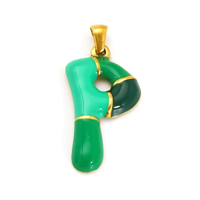 Custom Enamel Initial Necklace  – Miami Inspired Colors Stainless Steel