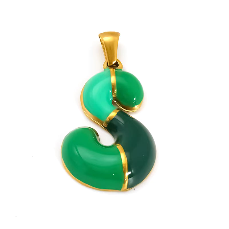 Custom Enamel Initial Necklace  – Miami Inspired Colors Stainless Steel