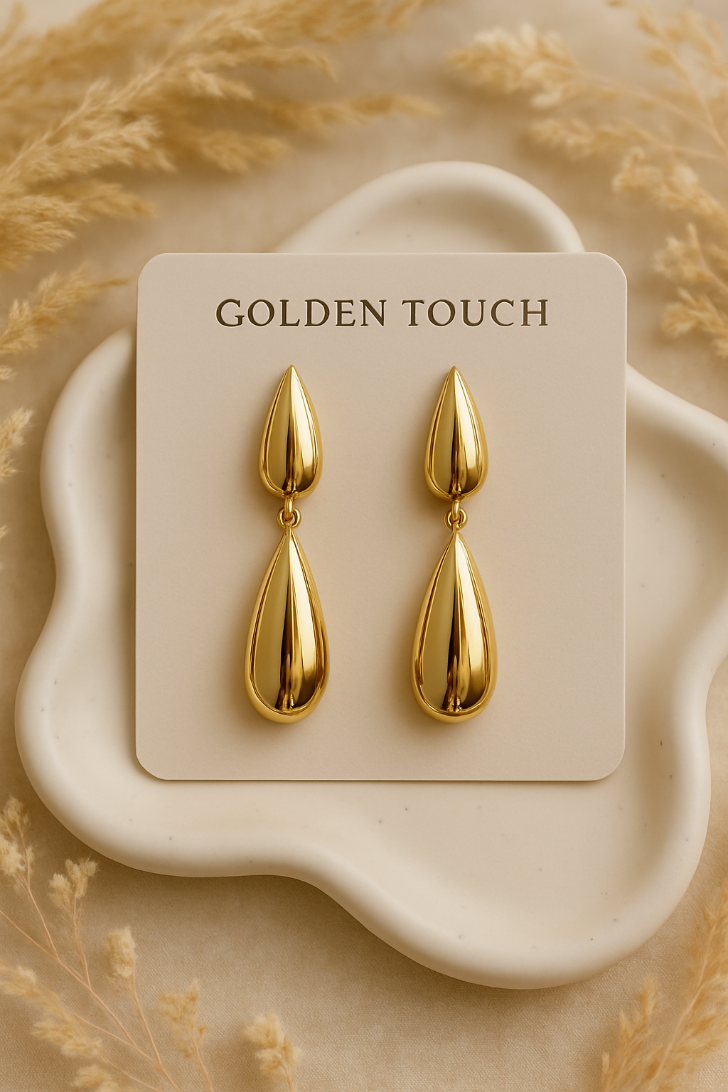 Gold Double Teardrop Earrings