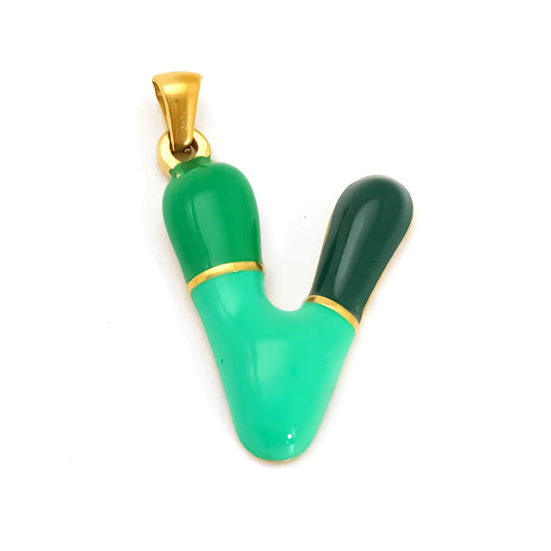 Custom Enamel Initial Necklace  – Miami Inspired Colors Stainless Steel