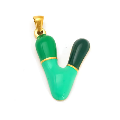Custom Enamel Initial Necklace  – Miami Inspired Colors Stainless Steel